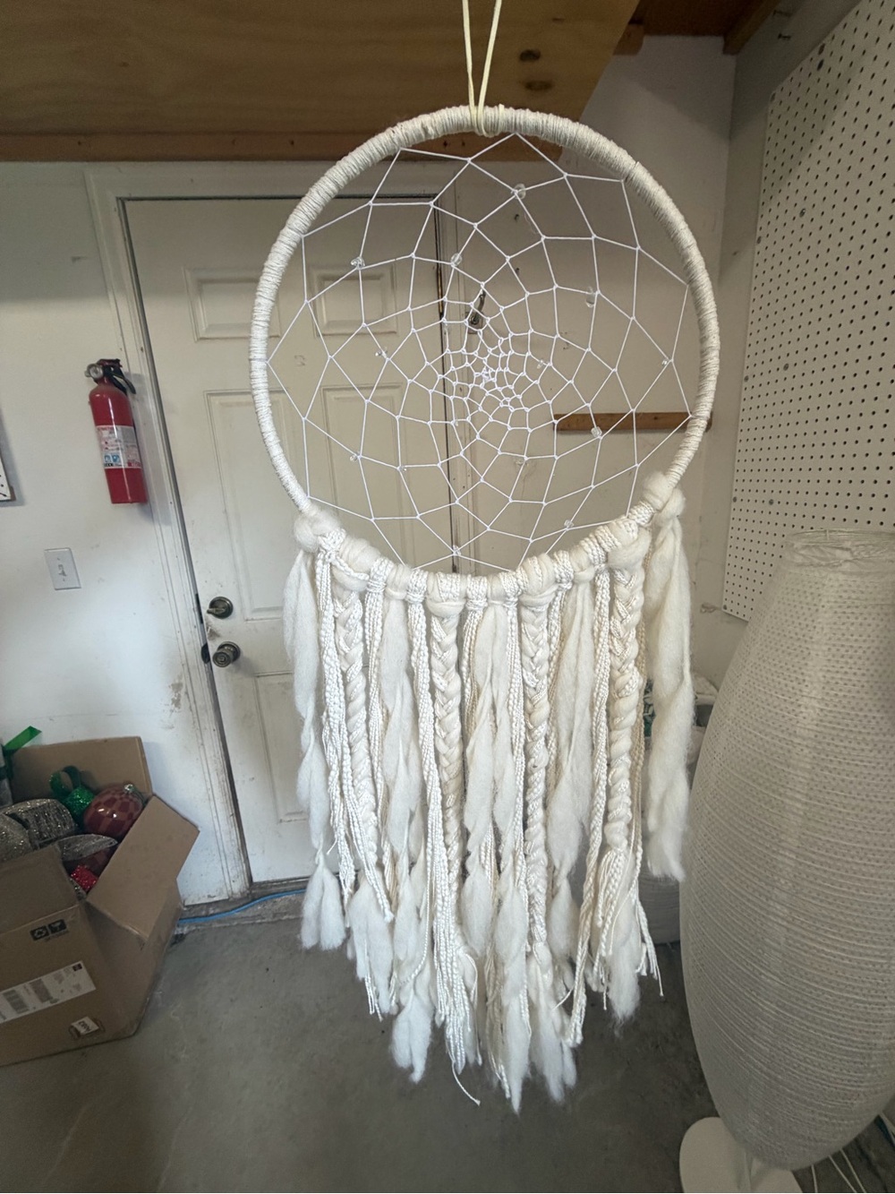 Two boho Large White Dreamcatchers Wall Hanging